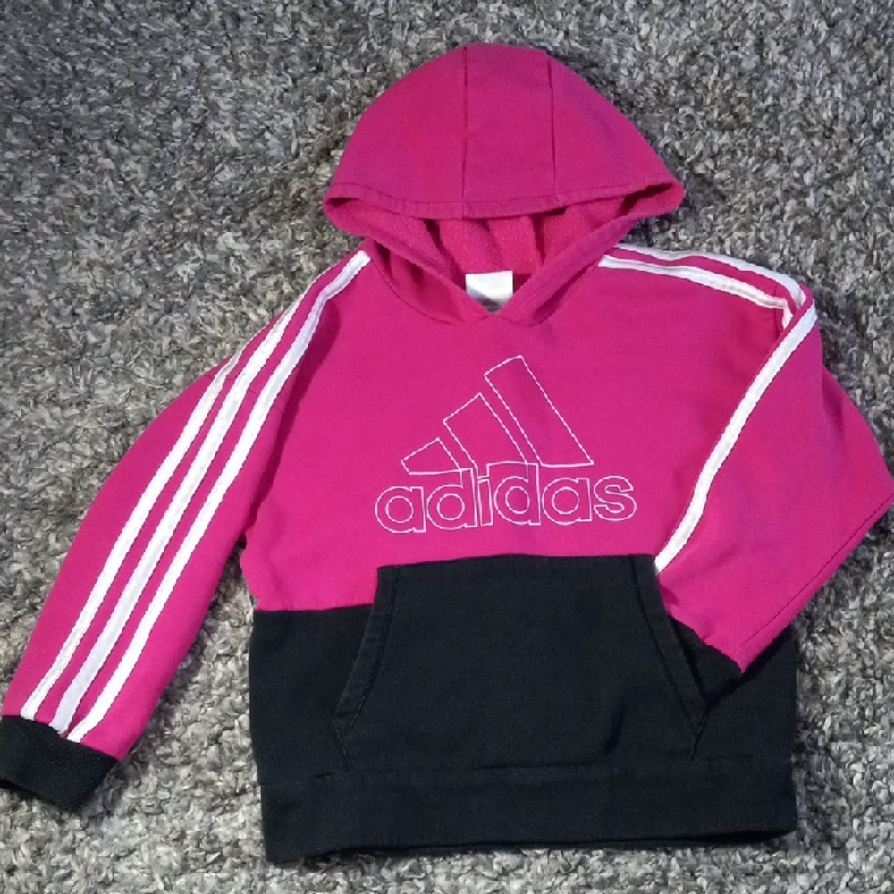 Kids Adidas Classic Pink and Black Hoodie Size 7 Girl - Picture 5 of 7
